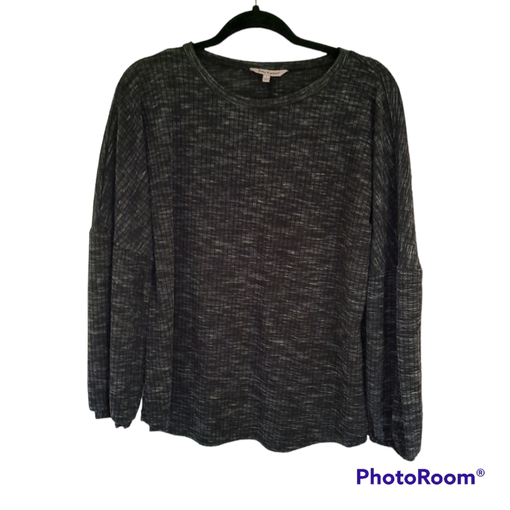 Juicy Couture Charcoal Longsleeve Ribbed Top with Balloon Sleeves